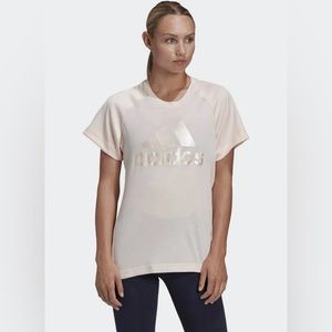 Adidas GLAM ON Pink Tint AEROREADY Training Top Women’s Sz L Shirt NWT!